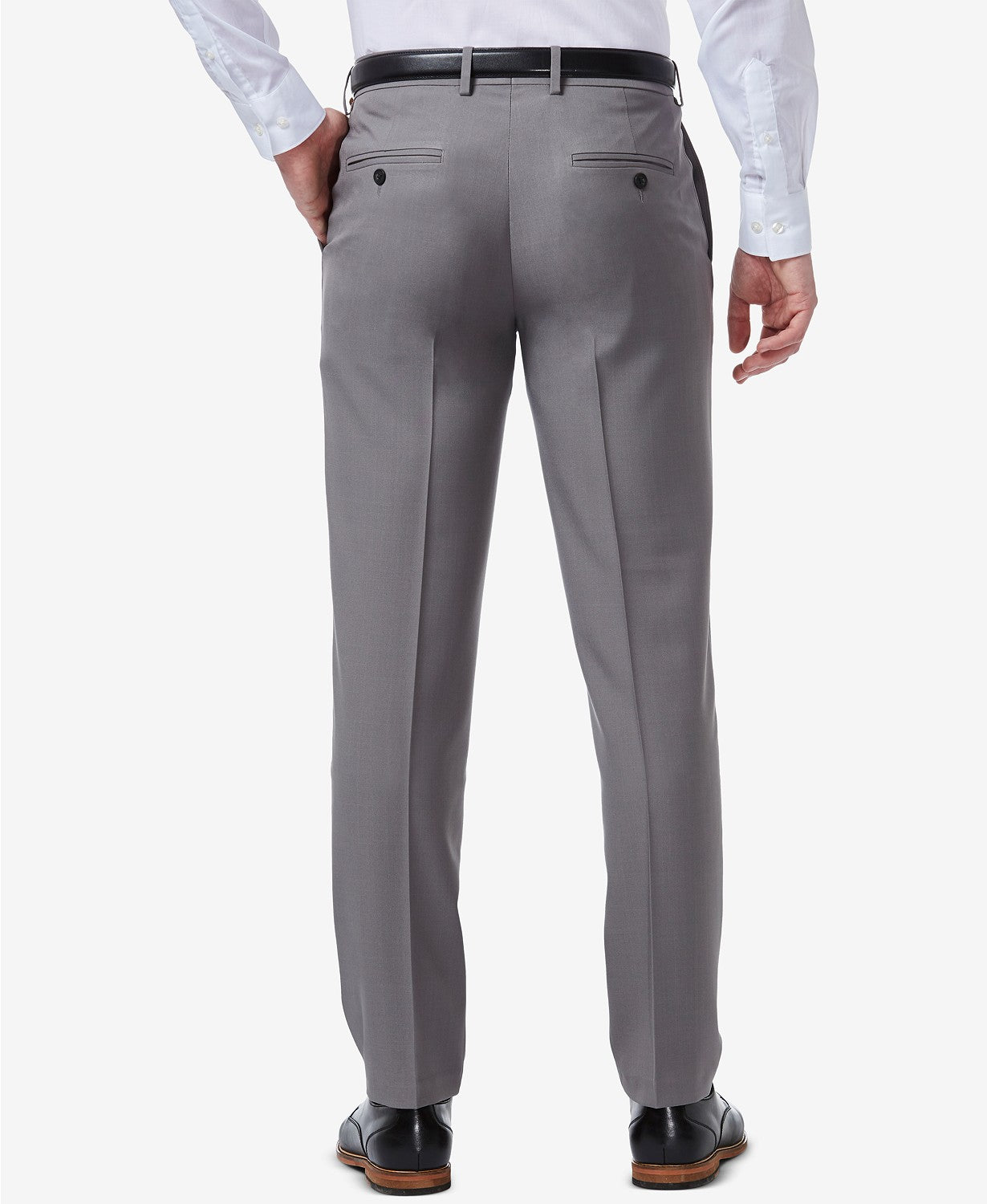 Haggar Mens Slim fit Dress Pants 36 / 29 Grey Solid Stretch