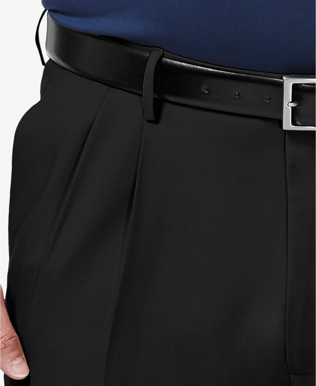 Haggar Mens Classic fit Dress Pants 44 / 32 Black Solid Stretch