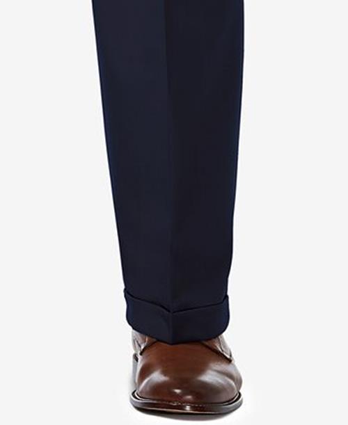 Haggar Mens Big Tall Premium Comfort Fit Pleated Pants Navy Blue 46 x 30