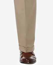 Haggar Men's Big Tall Classic Fit Solid Pleated Suit Dress Pants Brown  48 x 30