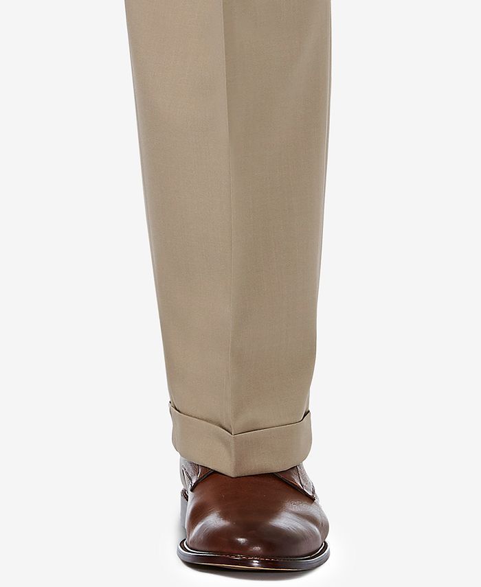 Haggar Mens Big & Tall Stretch Dress Pants Tan 46 x 32