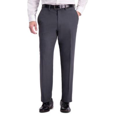 Haggar Mens Slim fit Dress Pants 34 / 30 Grey Solid