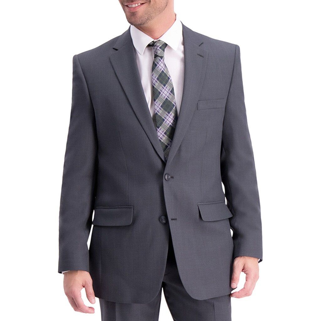 Haggar Mens Classic fit Suit Jacket Blazer 44 S Charcoal Grey Solid Stretch