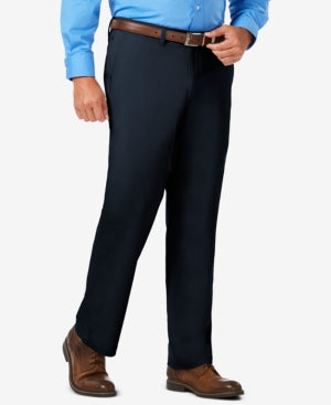 Haggar Mens Classic fit Dress Pants 32 / 32 Navy Blue Solid