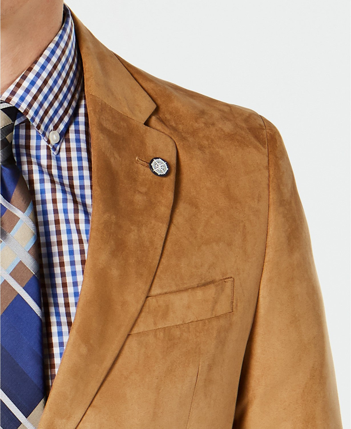 Nautica Men's Modern Fit Faux Suede Sport Coat Camel Brown 40R