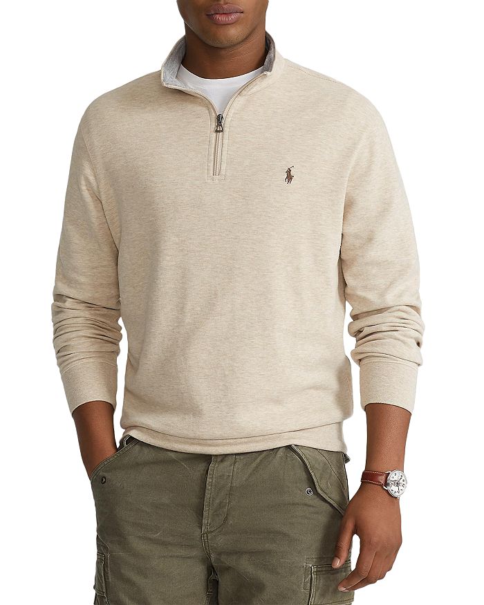 Polo Ralph Lauren Mens Jersey Quarter Zip Pullover Sweater Dune Beige 4XB
