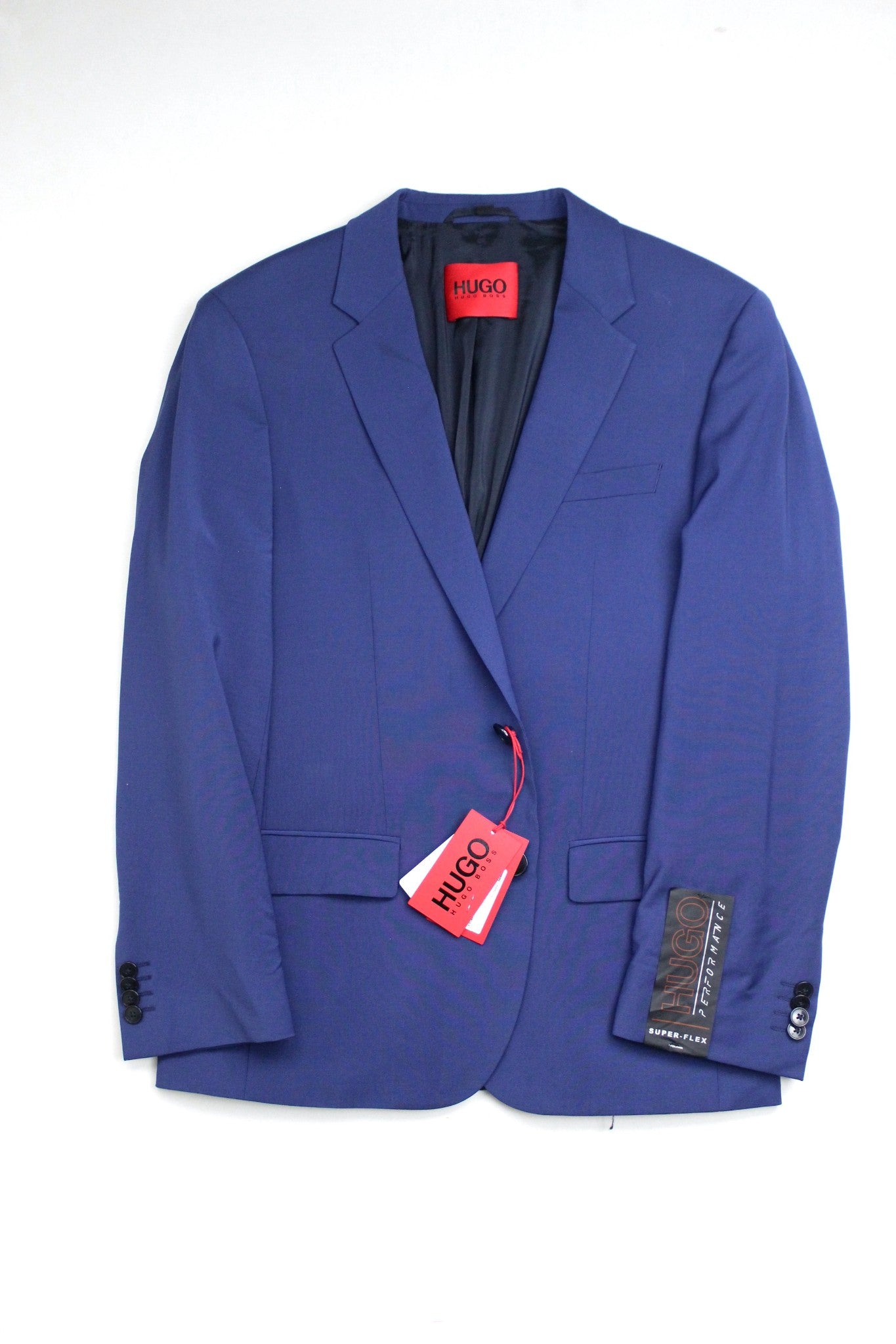 Hugo Boss Mens Slim fit Suit Jacket Blazer 42 L Blue Solid Stretch
