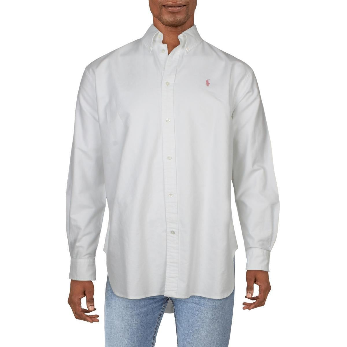 Pink Pony Ralph Lauren Mens Button Down Oxford Shirt White Small