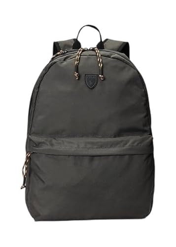 Polo Ralph Lauren Grey Logo Patch Signature Canvas Backpack Grey