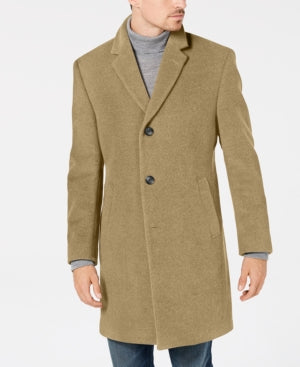 Nautica Mens Classic fit Overcoat Coat 38 R Beige Solid