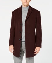 Calvin Klein Mens Burgundy Slim Fit Overcoat 40S