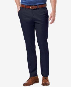Haggar Men's Premium No Iron Khaki Slim Fit Flat Front Dress Pants Navy 36 x 34