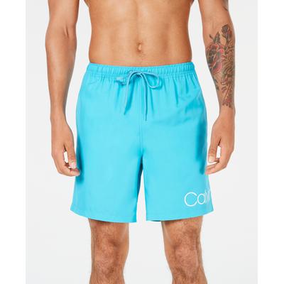 Calvin Klein Mens Regular fit Swim Trunks Swimwear 7 Inseam Large Blue Solid