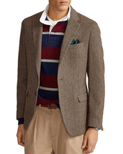 Polo Ralph Lauren Soft Herringbone Sport Coat Blazer 42R Brown / Tan Wool