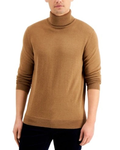 Club Room Men's Merino Turtleneck Sweater Fawn Heather Tan Large
