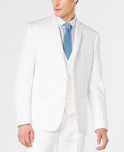 Bar Iii Mens Slim fit Suit Jacket Blazer 38 R White Solid Linen