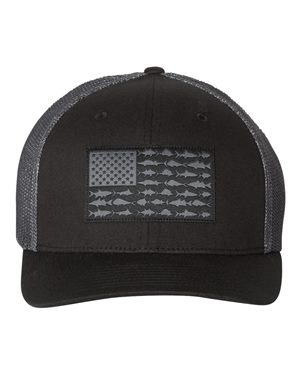 Columbia Men's PFG Mesh Fish Flag Ball Cap Black Small Medium Hat