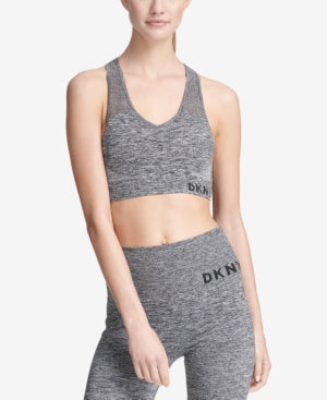 DKNY Womens Sport Mesh Racerback Medium Impact Sports Bra Grey XL