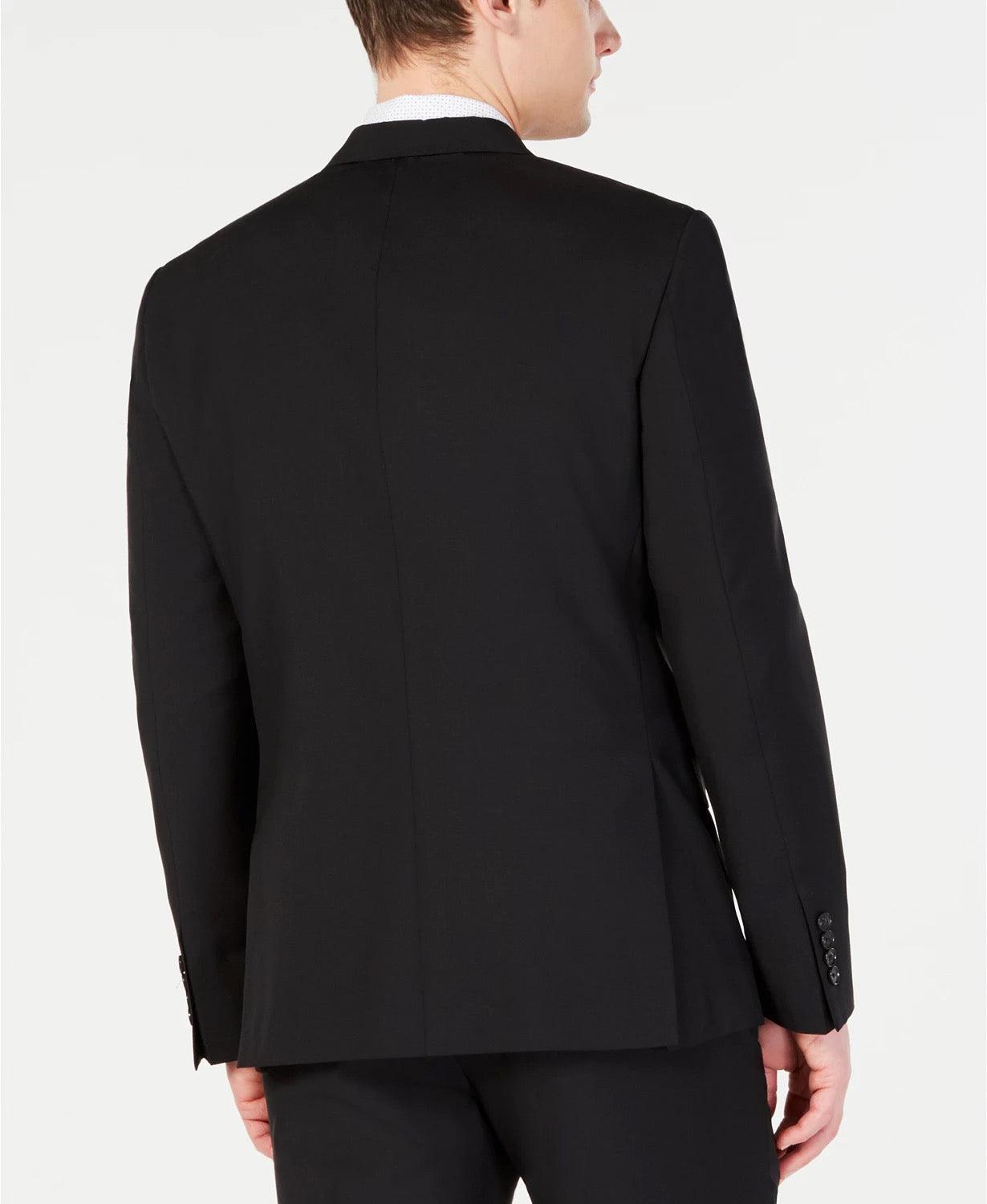 Dkny Mens Modern fit Suit Jacket Blazer 48 R Black Solid Stretch