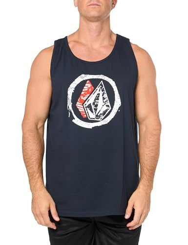 Volcom Mens Regular fit Sleeveless Graphic Tank Top Shirt Large Blue Solid