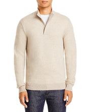 The Men's Store  Marled Quarter Zip Sweater Large Oatmeal Wool