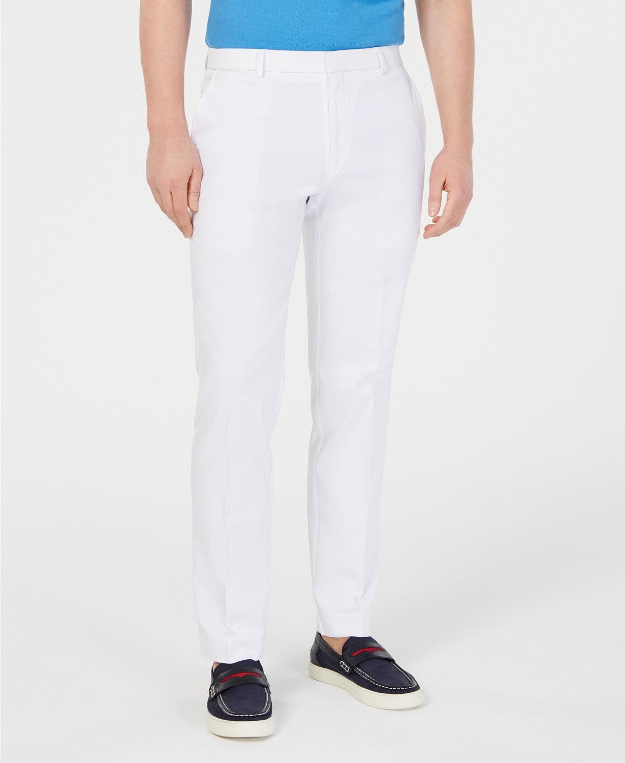Tommy Hilfiger Mens Modern fit Dress Pants 32 / 30 White Solid Stretch