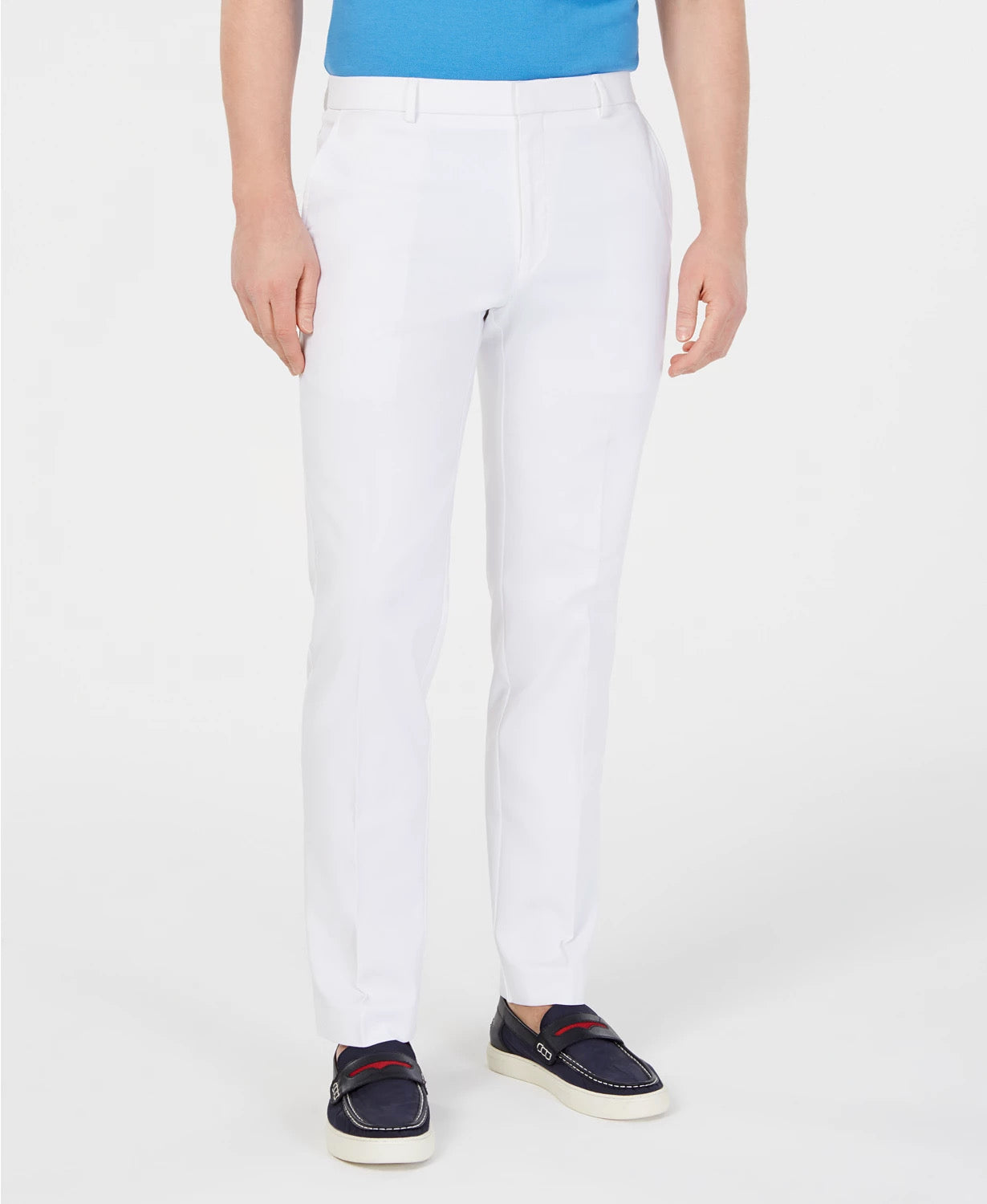 Tommy Hilfiger Mens Modern fit Dress Pants 38 / 32 White Solid Stretch