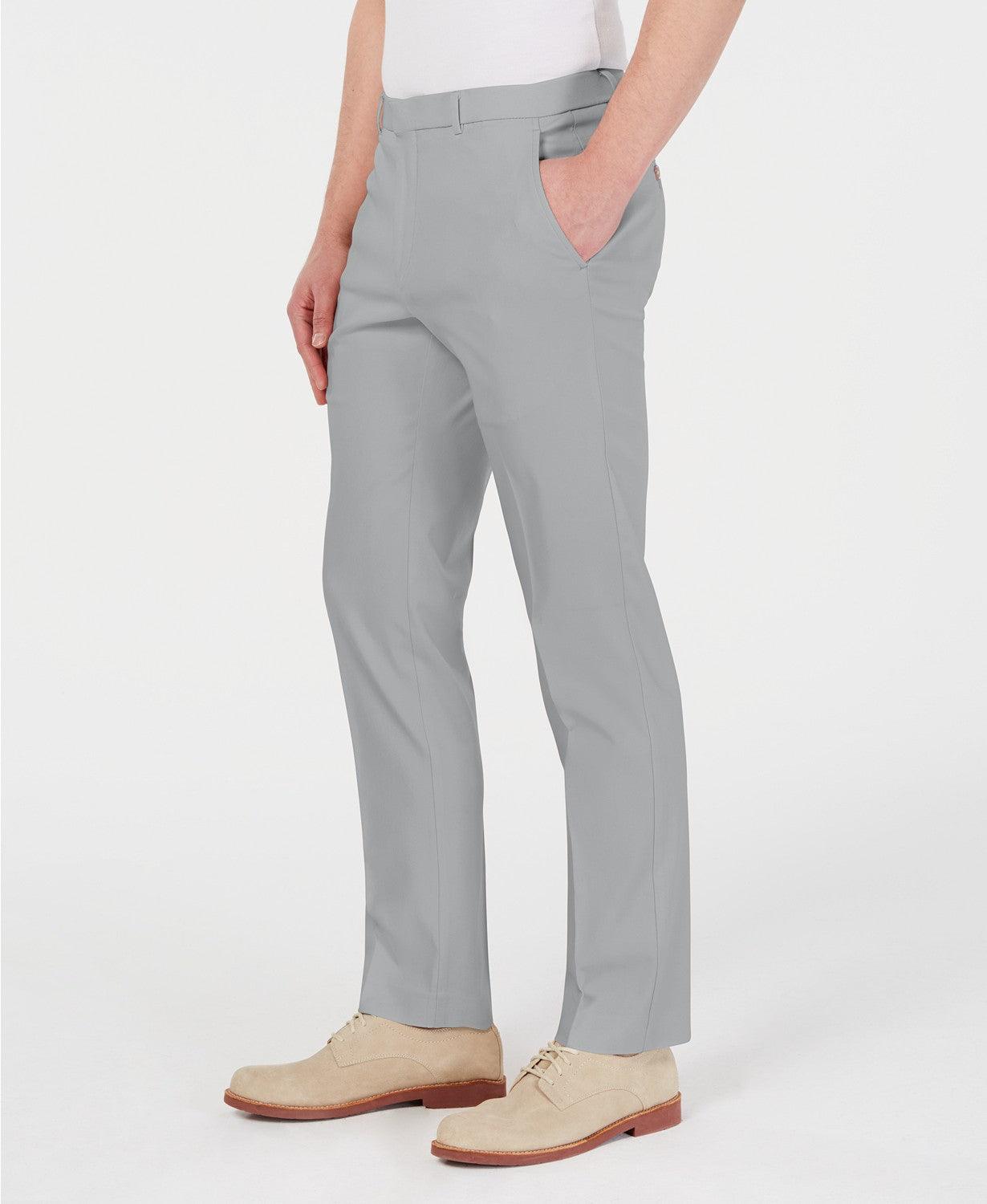Tommy Hilfiger Mens Modern fit Dress Pants 33 / 32 Light Grey Solid Stretch