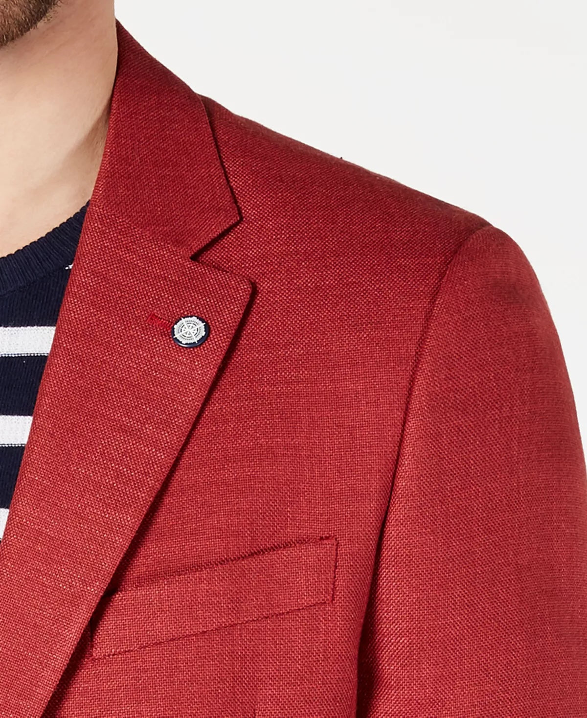 Nautica Mens Modern fit Sport Coat Blazer 40 R Red Solid Stretch