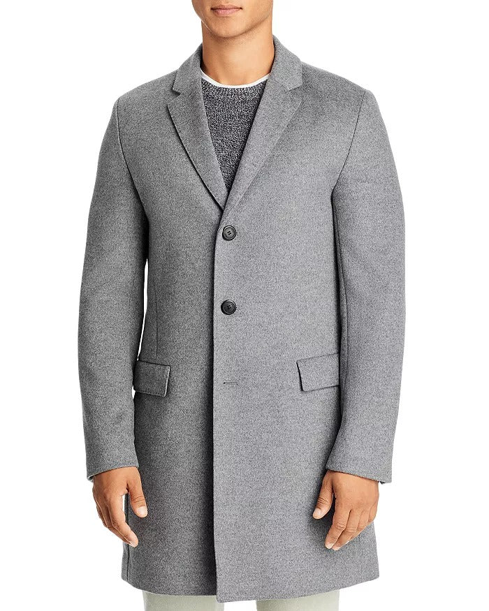 Hugo Boss Mens Migor Slim Fit Top Coat Overcoat 42R Grey Wool