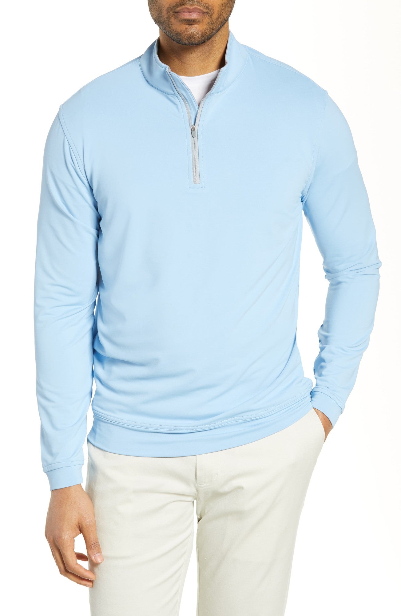 Peter Millar Mens Classic fit Long Sleeve Quarter zip Sweater XXL Blue Solid
