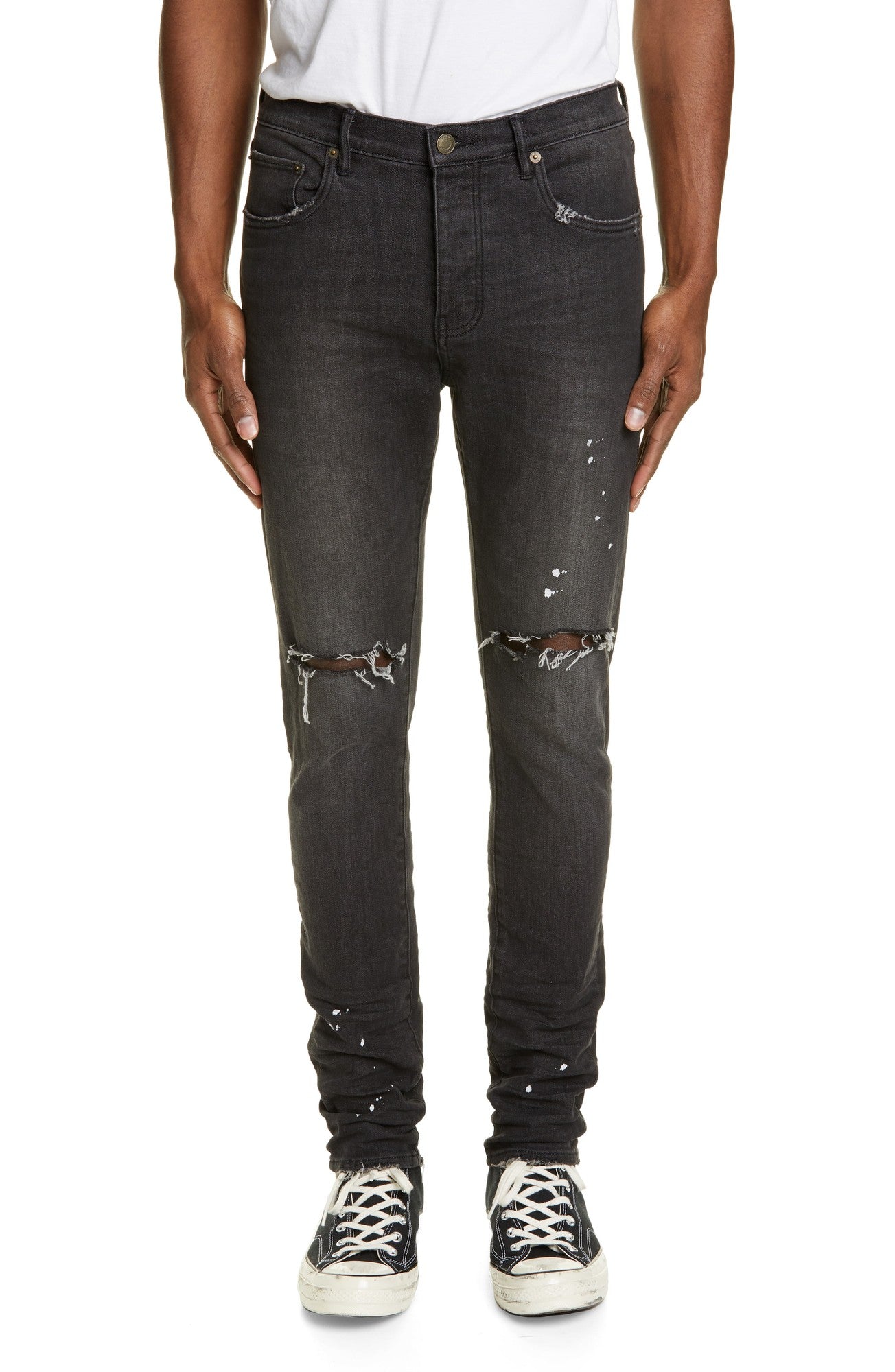 Purple Brand Mens Slim Fit Jeans 28 x 32 Black