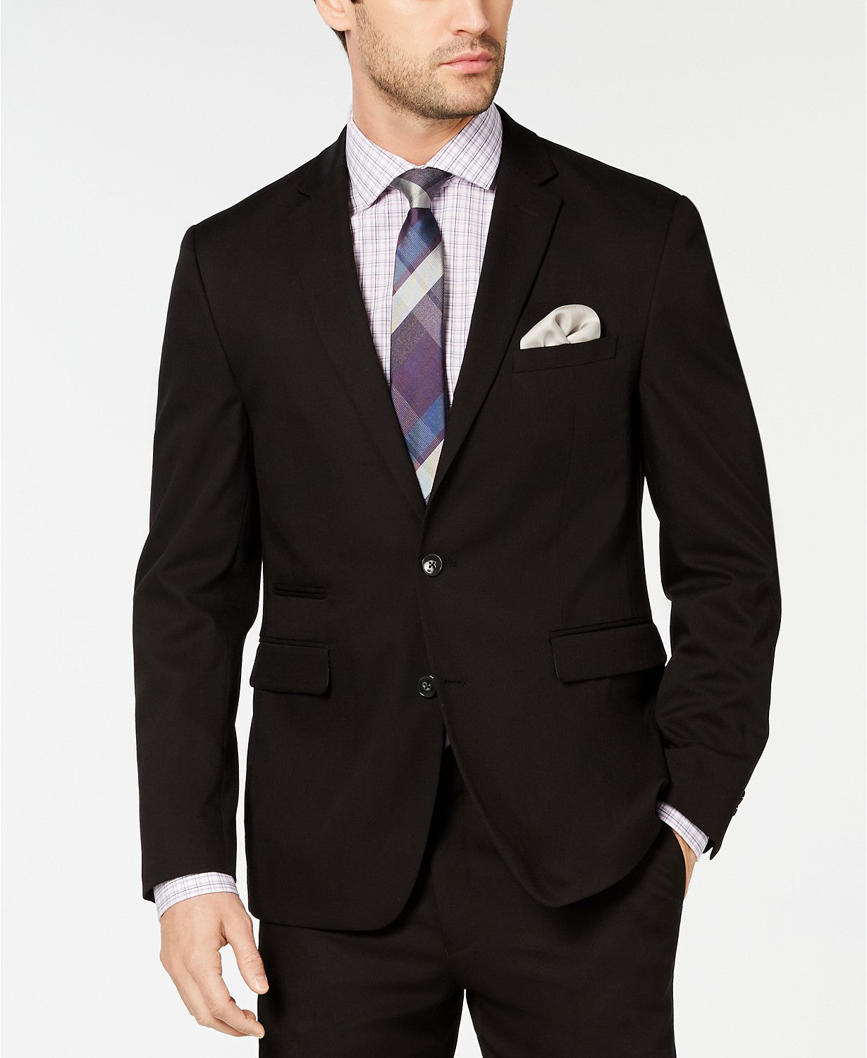 Vince Camuto Slim-Fit Stretch Wrinkle-Resistant Black Suit Jacket 44L