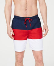 Club Room Men's Color blocked Swim Trunks Red Xxl