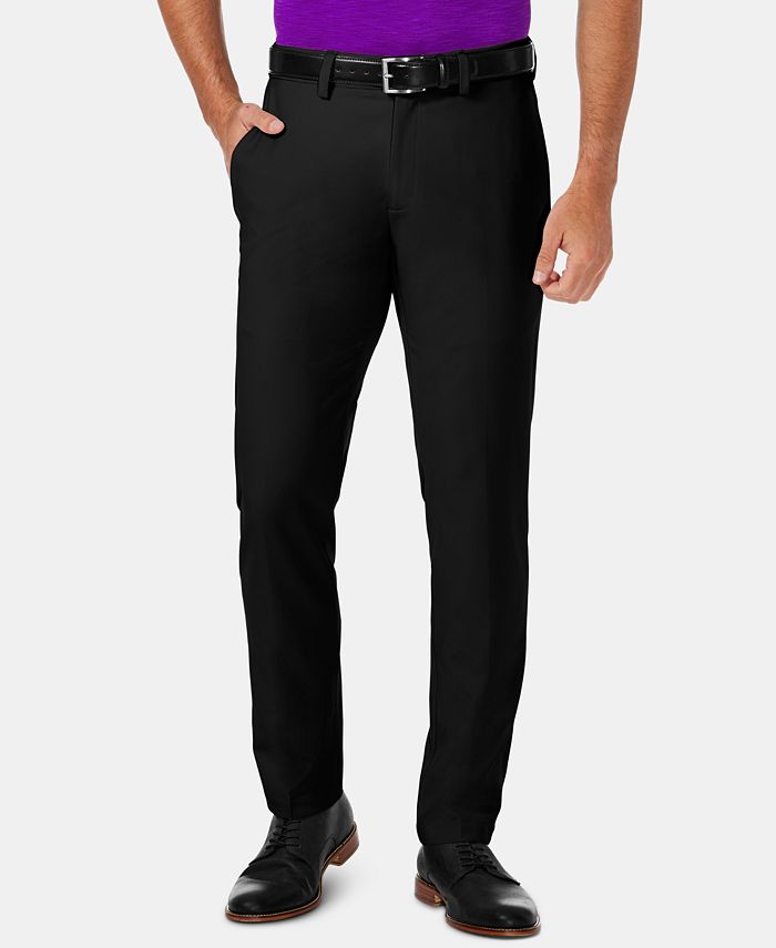 Haggar Mens Slim fit Dress Pants 34 / 29 Black Solid