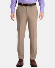 Haggar Mens Slim fit Dress Pants 34 / 32 Beige Solid Stretch