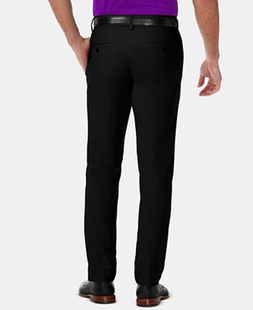 Haggar Mens Slim fit Dress Pants 34 / 29 Black Solid