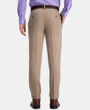 Haggar Mens Slim fit Dress Pants 34 / 32 Beige Solid Stretch