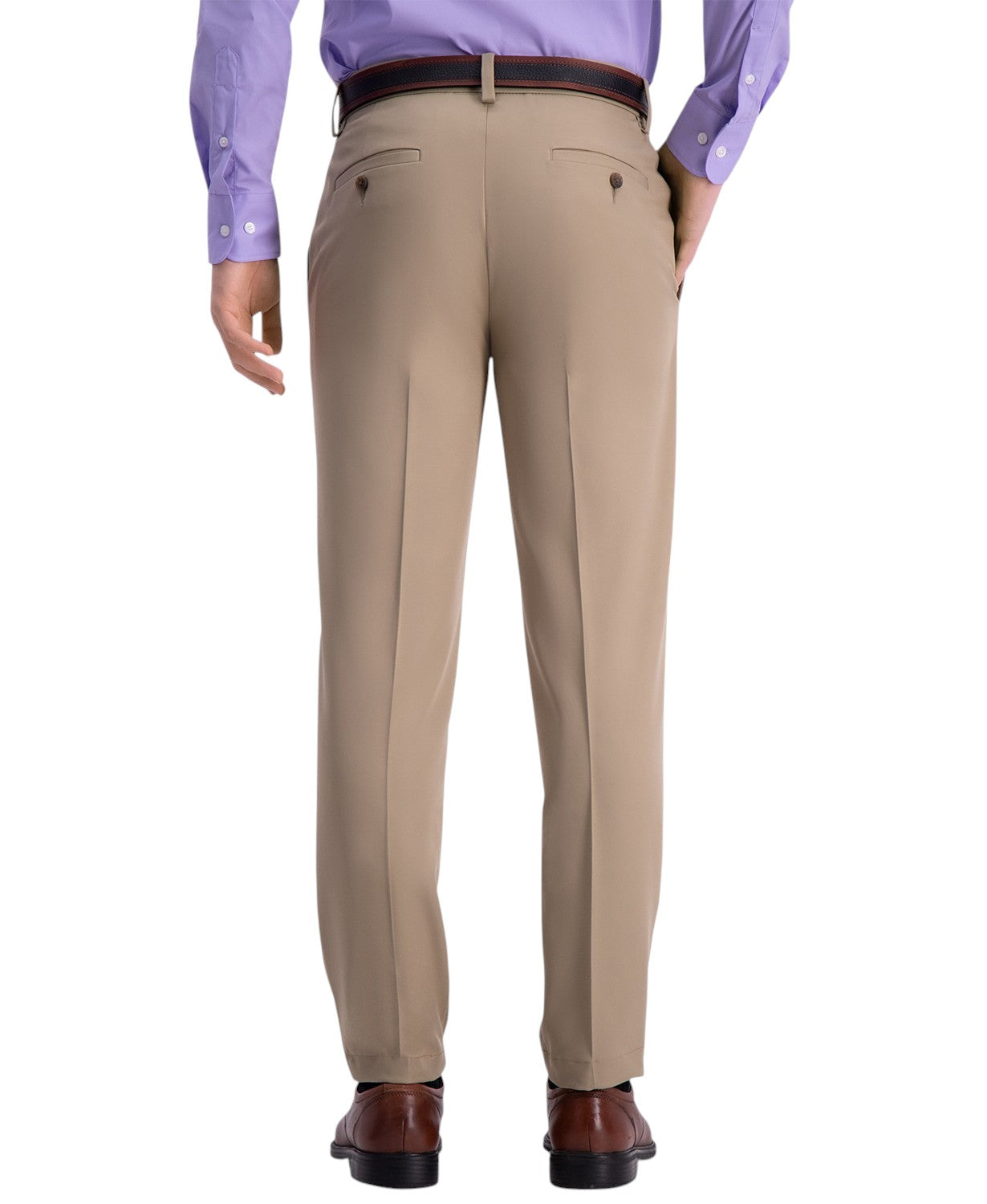 Haggar Mens Slim fit Dress Pants 32 / 29 Beige Solid