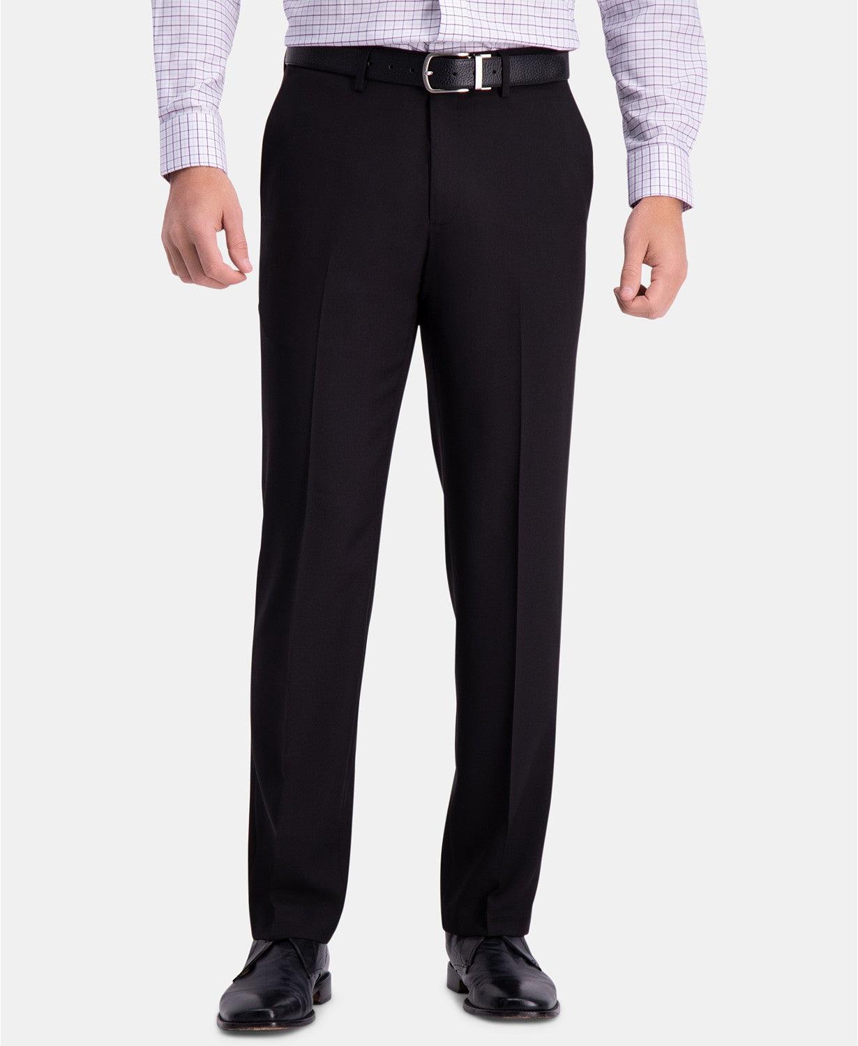 Haggar Men's 4-Way Stretch Wrinkle-Free Dress Pants Black 32 x 30