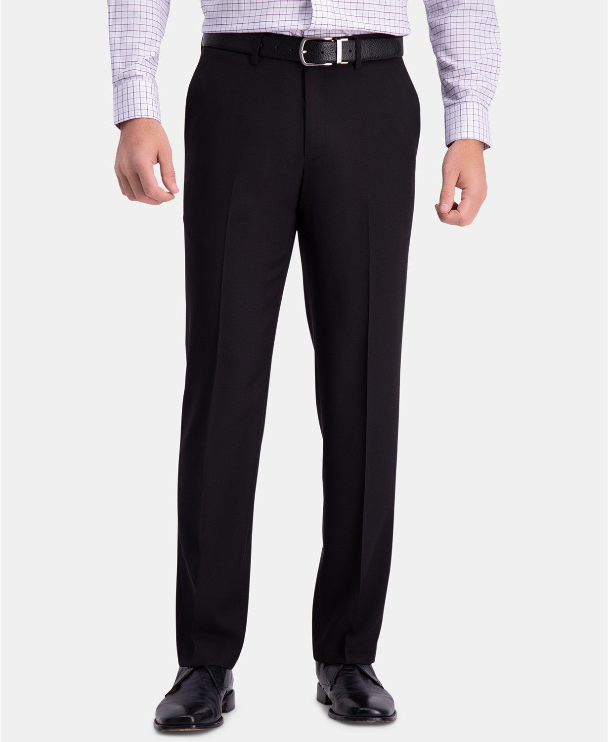 Haggar Mens Straight fit Dress Pants 38 / 34 Black Solid