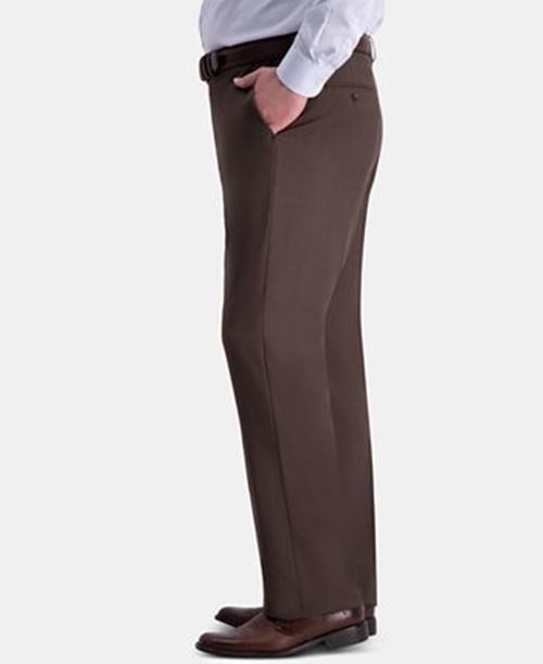 Haggar Mens Classic fit Dress Pants 46 / 29 Brown Solid