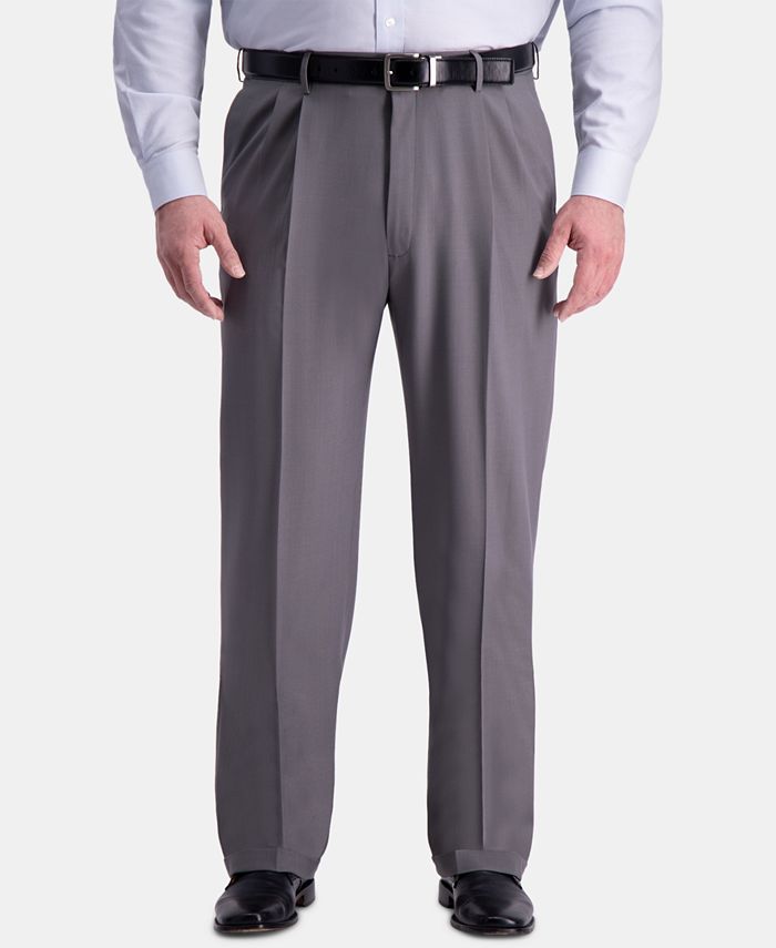 Haggar Mens Big Tall Premium Comfort 4 Way Stretch Pants Med Grey 52 x 32