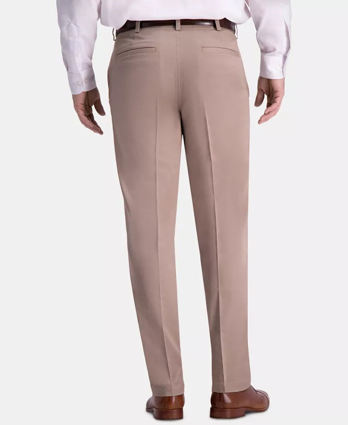 Haggar Mens Classic fit Dress Pants 36 / 34 Beige Solid Stretch