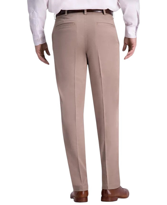 Haggar Mens Slim fit Cotton Dress Pants 38 / 32 Beige Solid
