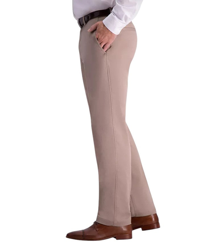 Haggar Mens Slim fit Cotton Dress Pants 38 / 32 Beige Solid