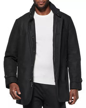 Norwegian Wool Mens Stretch Down Filled Car Coat Size XS Black