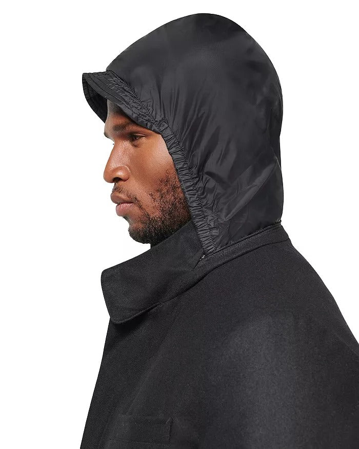 Norwegian Wool Mens Stretch Down Filled Car Coat Size XS Black