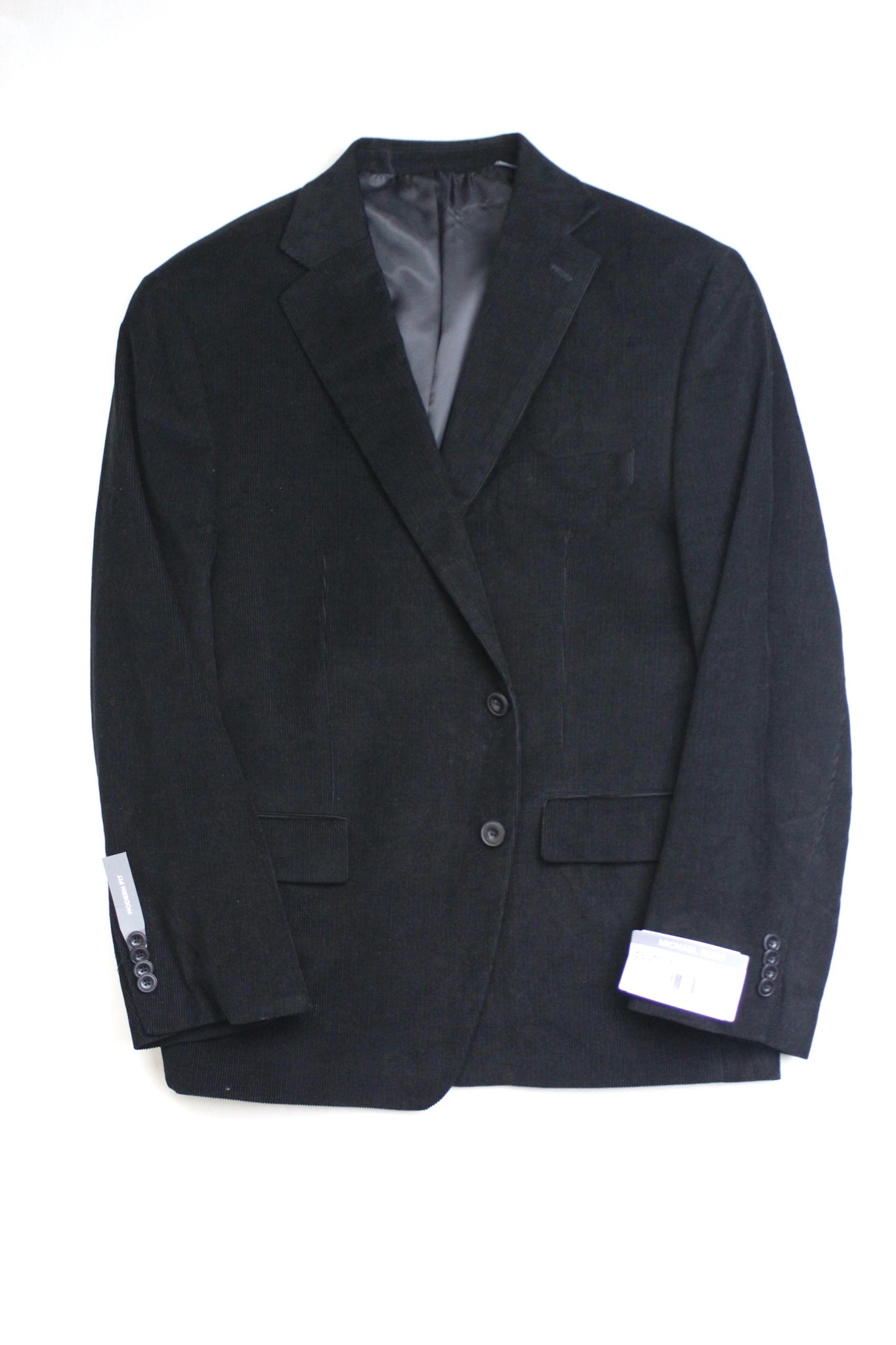 Michael Kors Mens Regular fit Corduroy Sport Coat Blazer 38 S Black Solid Stretch
