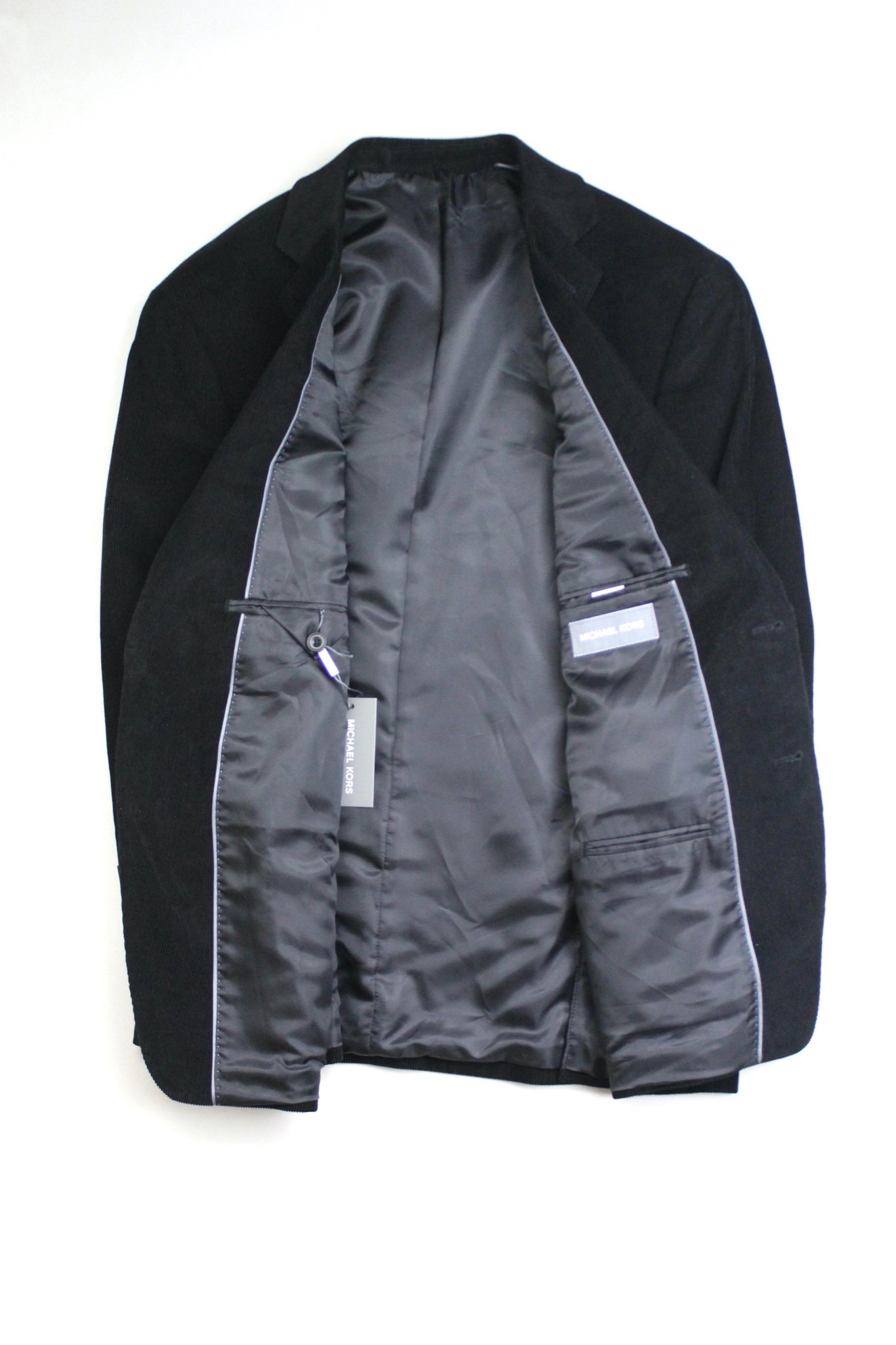 Michael Kors Mens Classic fit Corduroy Sport Coat Blazer 38 S Black Solid